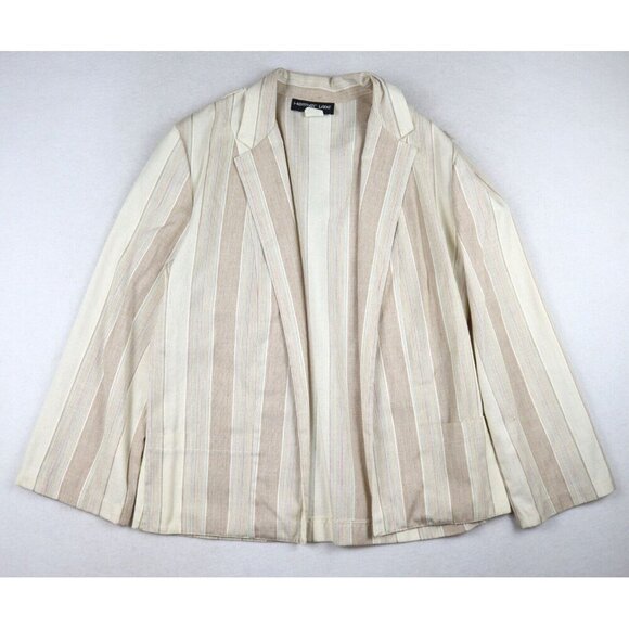 VINTAGE WOMEN'S BEIGE RAINBOW STRIPED PANT SUIT - HEATHER LANE SYNARI - SIZE 11 - Picture 3 of 12